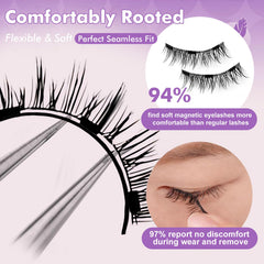 Closeup of Hunnyfit magnetic lashes reveals soft, natural fibers for daily wear.