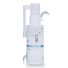 NHTLab Hair Growth Serum bottle close-up showing premium packaging for strong roots