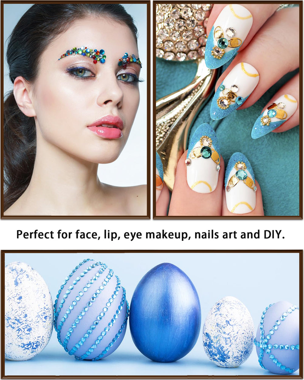 NIACONN hair and face gems applied for party looks