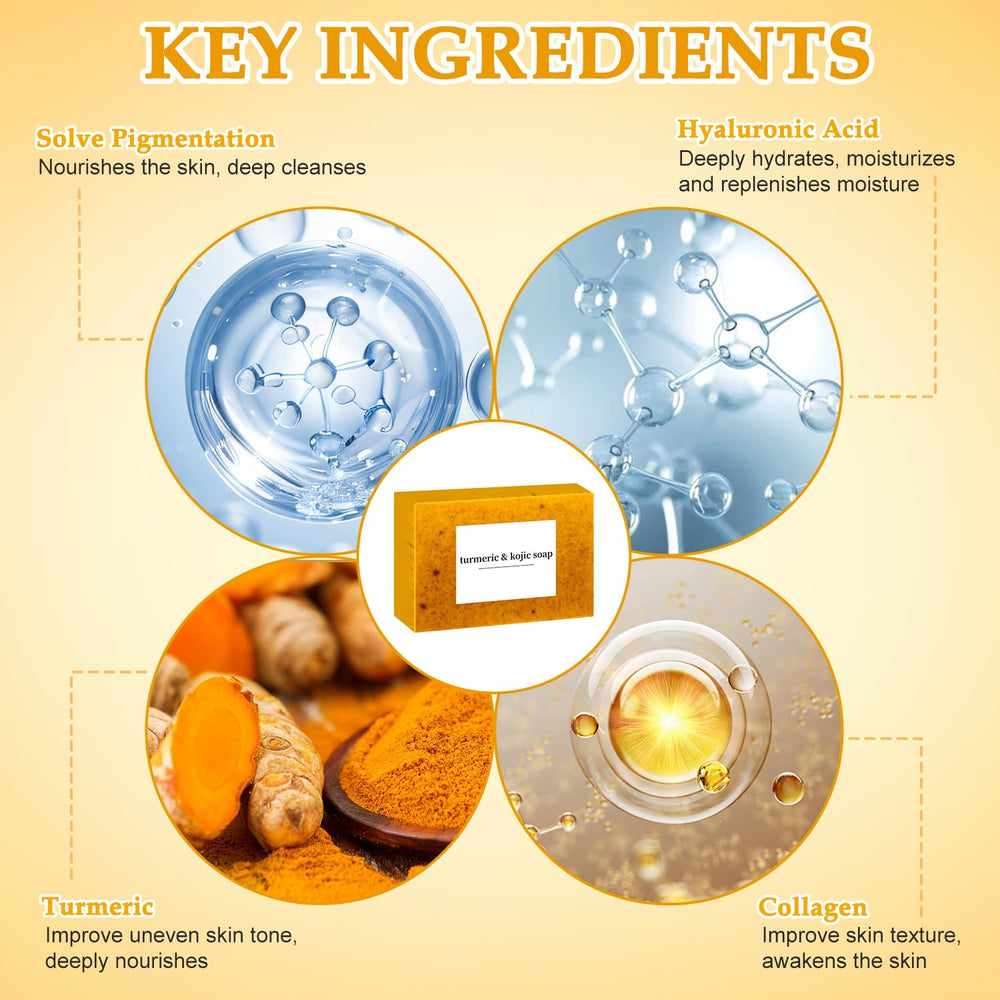 Nicgou Lemon Turmeric Soap bar closeup with natural ingredients