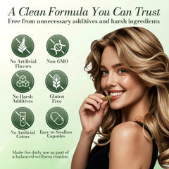 Nichalous healthy hair bottle with lifestyle shot for daily routine.