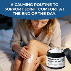 Smooth application on knee and leg areas with Nichalous joint relief cream.