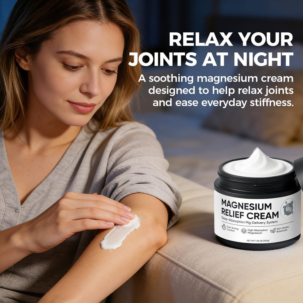 Brand packaging of Nichalous magnesium joint relief cream for daily self-care.