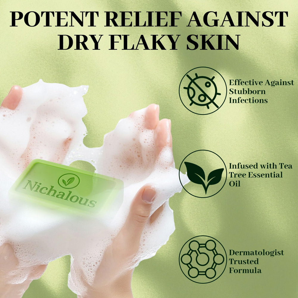 Nichalous tea tree oil closeup highlighting pure oil for clearer skin.