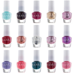 Nicole Miller New York mini nail polish bottle closeup highlights glossy finishes.