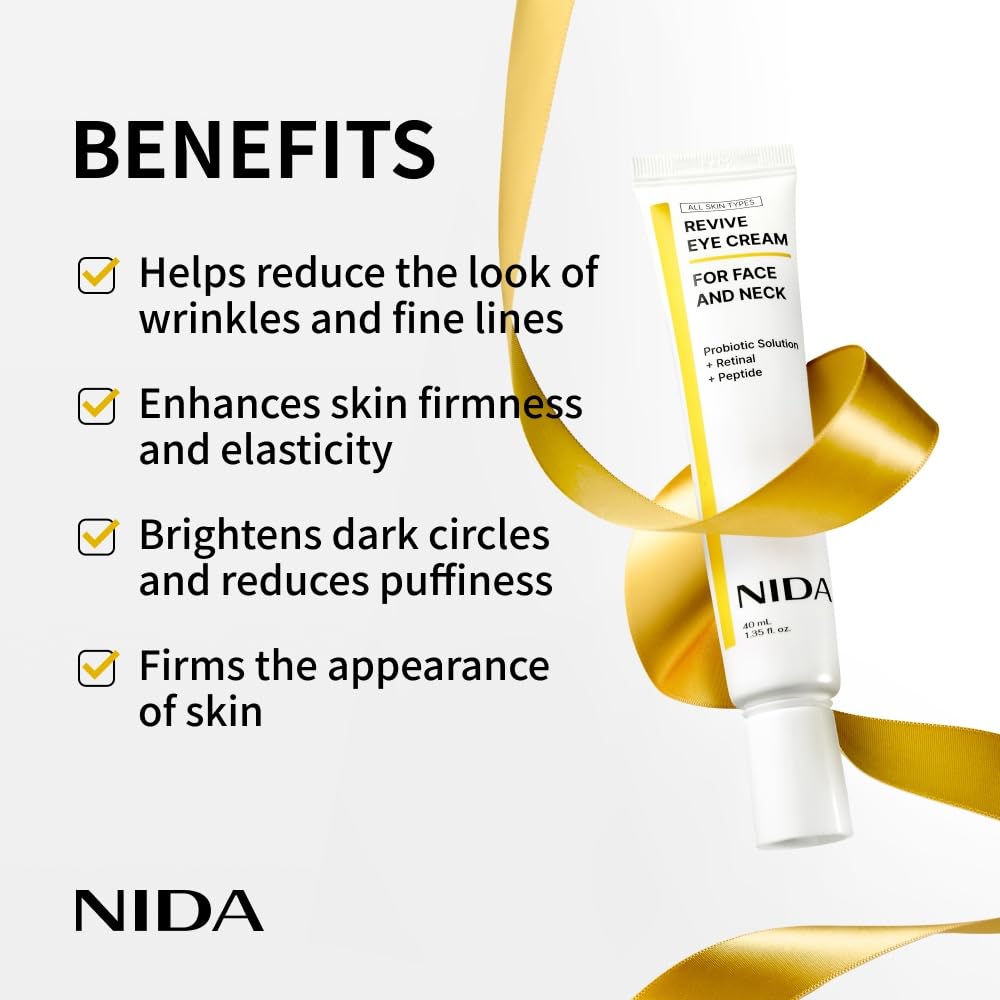 NIDA Revive Eye Cream probiotic ingredient highlight for microbiome-friendly care.