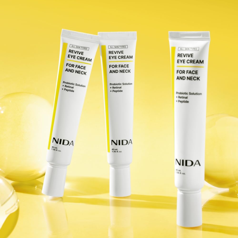 NIDA Revive Eye Cream texture swatch showing smooth, absorbent formula.