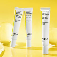 NIDA Revive Eye Cream texture swatch showing smooth, absorbent formula.