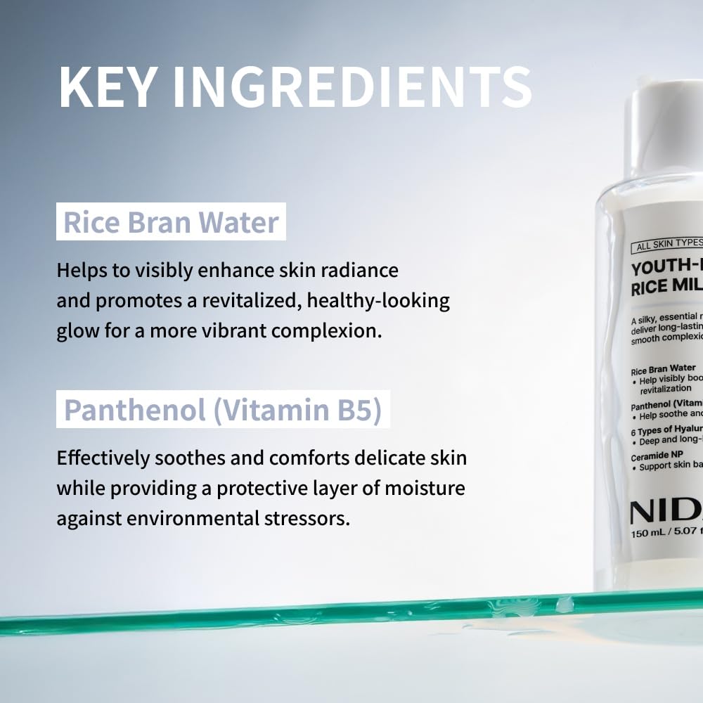 NIDA Rice Milky Toner with Ceramide NP supporting moisture barrier