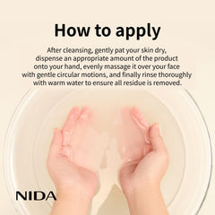NIDA White Rice skin look after use shows hydrated, even-toned complexion.