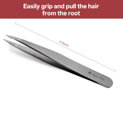 NILIYA curved-handle tweezers offering ergonomic grip for controlled grooming