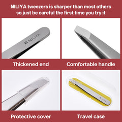 NILIYA Eyebrow Tweezers travel case keeps tips clean and portable.