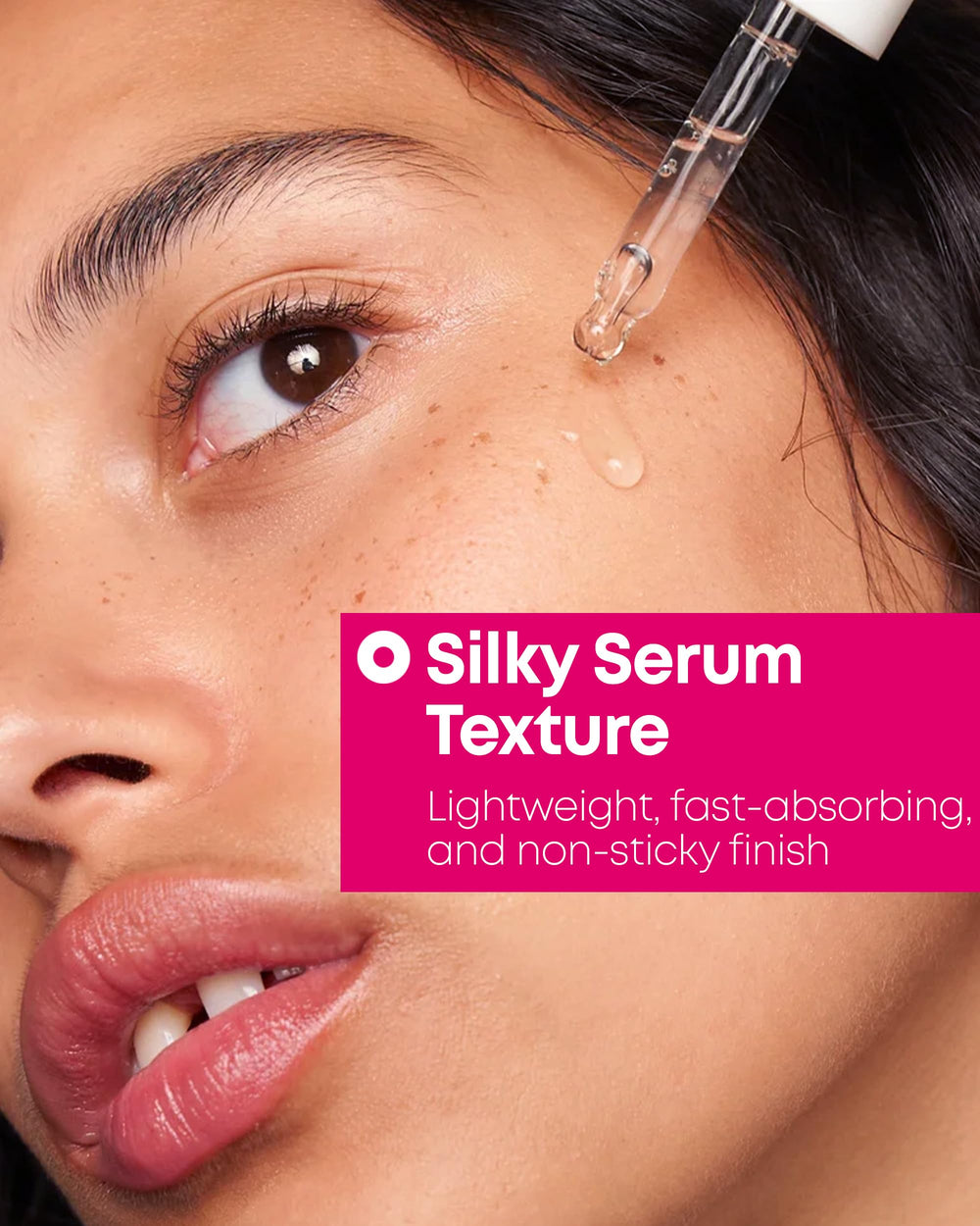 NINELESS B-Boost serum texture close-up shows light-weight formula