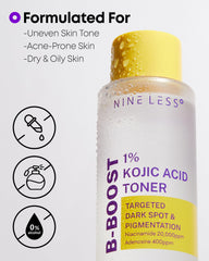 NINELESS Kojic Toner application on skin for even-toned prep
