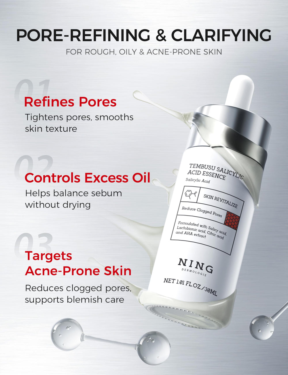 Close up of encapsulated salicylic acid beads for gentle exfoliation