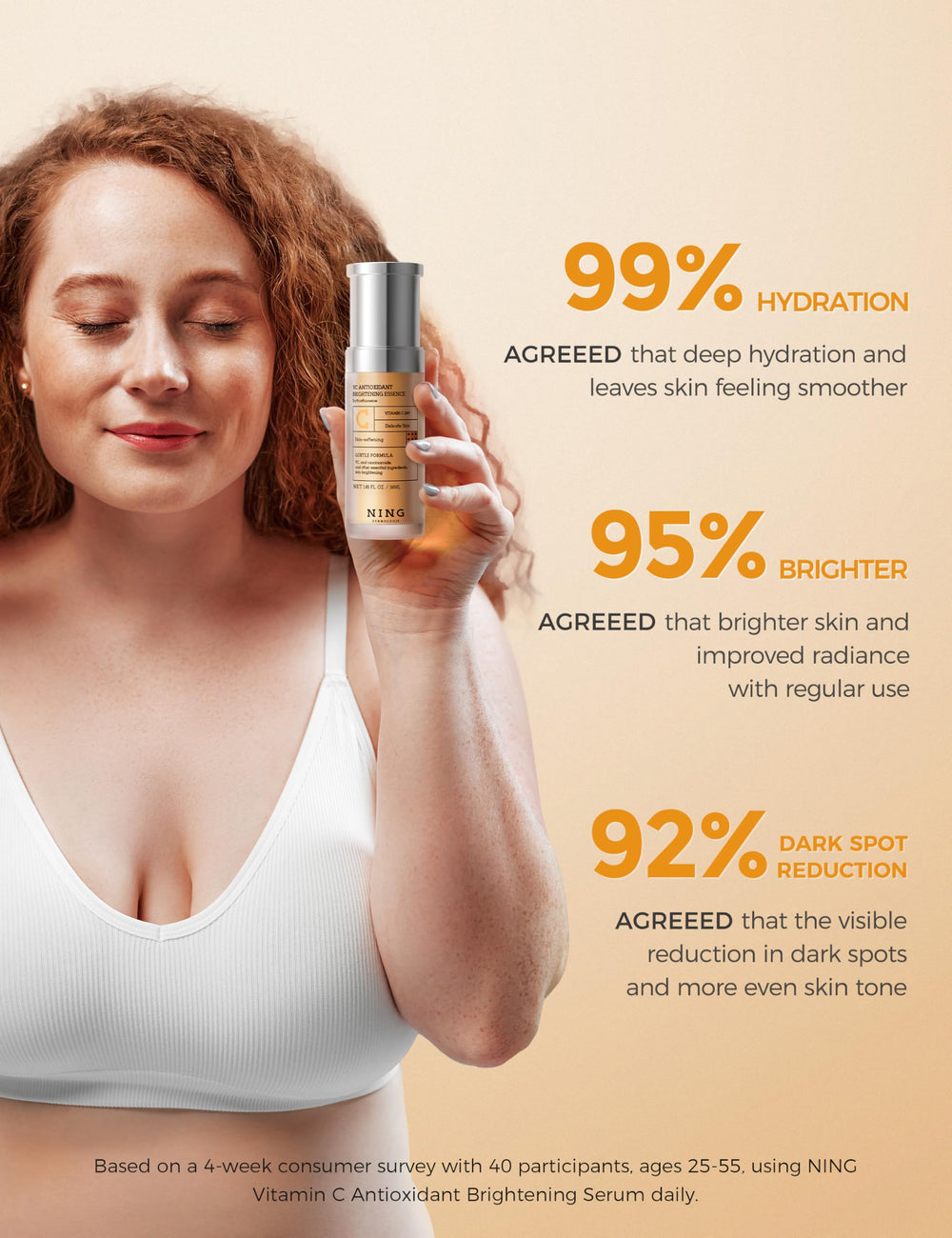 NING DERMOLOGIE Hydrated skin glow after serum application.