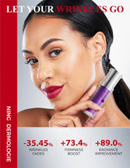 The Ning Dermologie night routine application is shown on clean skin.