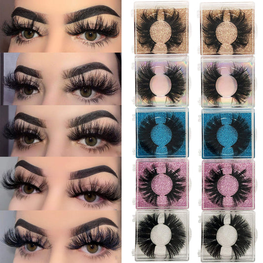 Ninglash 25mm mink lashes in a 10-pack for dramatic, voluminous eyes.