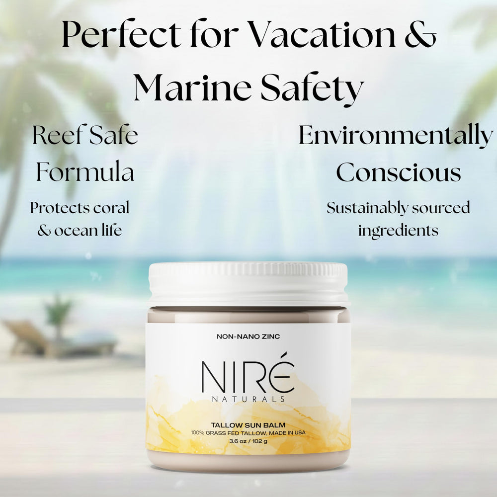 Niré Naturals packaging-inside image emphasizing glass jar and traceable US-made tallow.