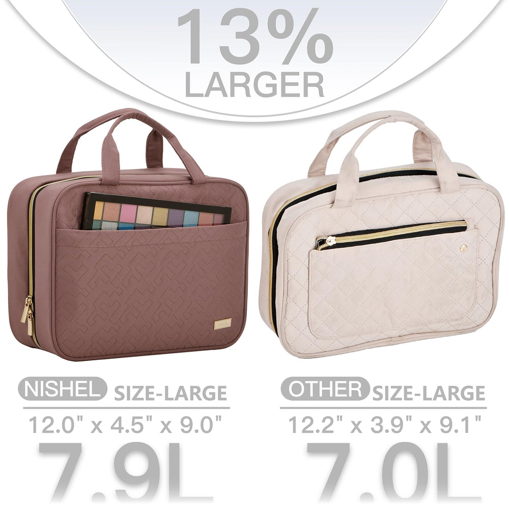 NISHEL travel toiletry bag with four compartments organize cosmetics and toiletries