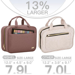 NISHEL travel toiletry bag with four compartments organize cosmetics and toiletries