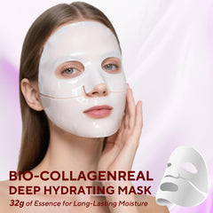 Nityrliv Collagen Face Mask worn on face with snug fit
