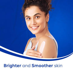 Daily-use routine setup with NIVEA lotion on bathroom shelf