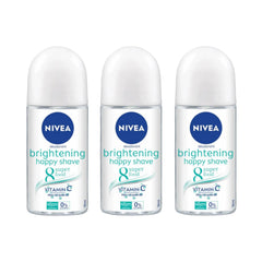 NIVEA Brightening Happy Shave roll-on bottle 50ml, product packaging and design