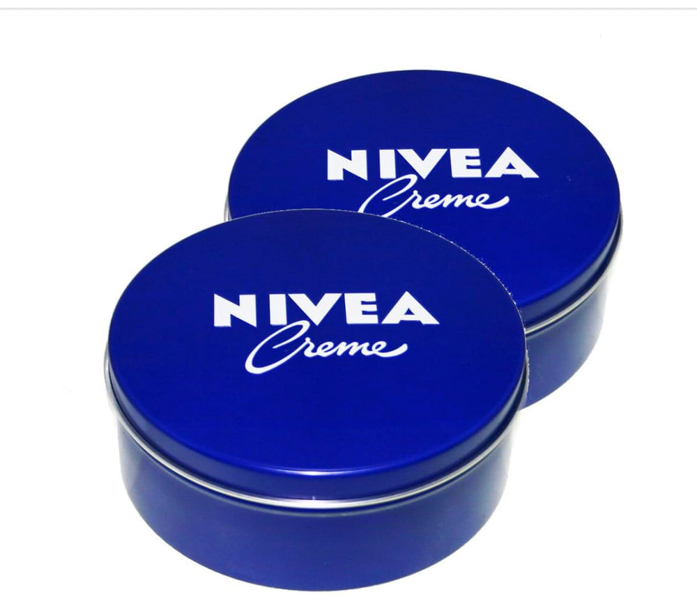 NIVEA Genuine German Cream in a metal tin (250ml) for daily moisture.