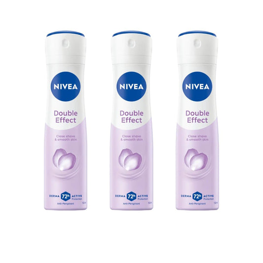 NIVEA Double Effect spray provides 72h protection for fresh underarms.