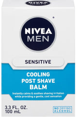 NIVEA for Men Sensitive Cooling Post Shave Balm bottle provides cooling relief after shaving