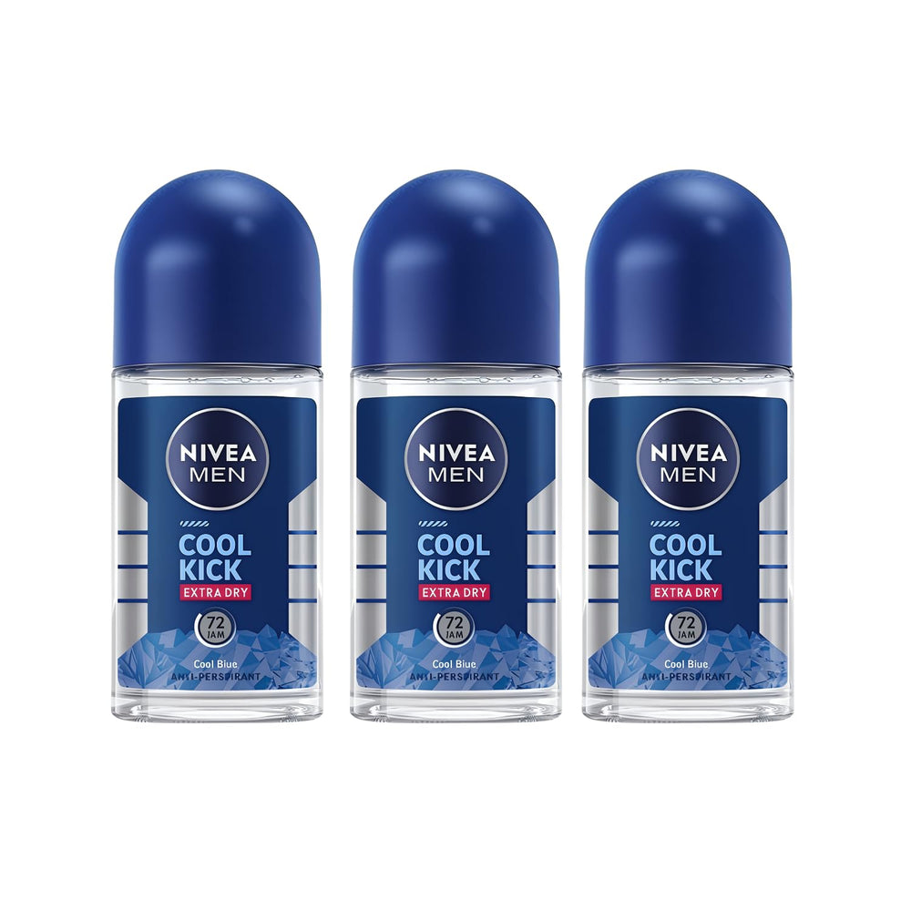 NIVEA Men Cool Kick roll-on bottle with 72-hour protection and fresh underarms.