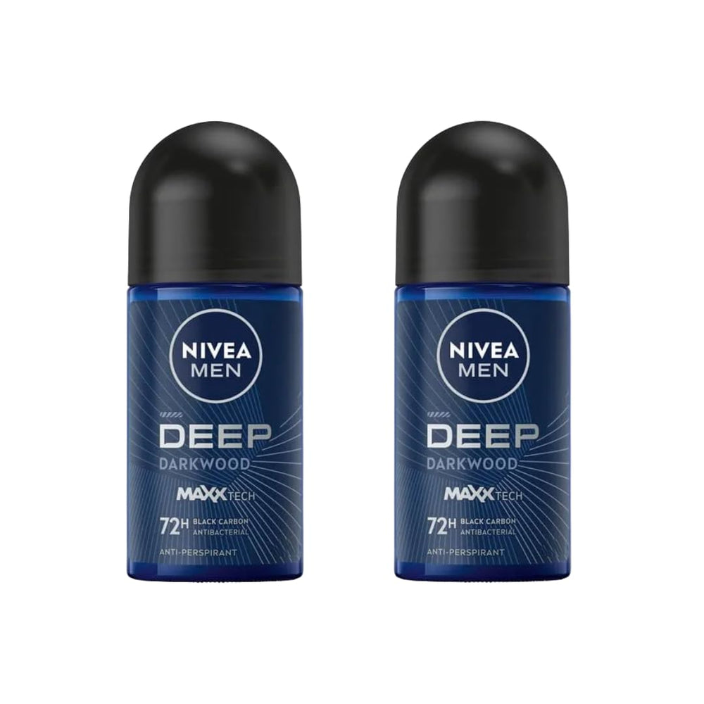 NIVEA Men Deep Darkwood MaxxTech roll-on bottle for long-lasting freshness