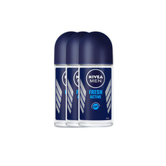 NIVEA Men Fresh Active Roll-On in use applying underarm protection during workout.