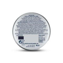 NIVEA Men Moisturizing Cream packaging shows suitability for all skin types.