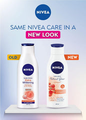 NIVEA Natural Glow packaging beside outer box and 400 ml mark