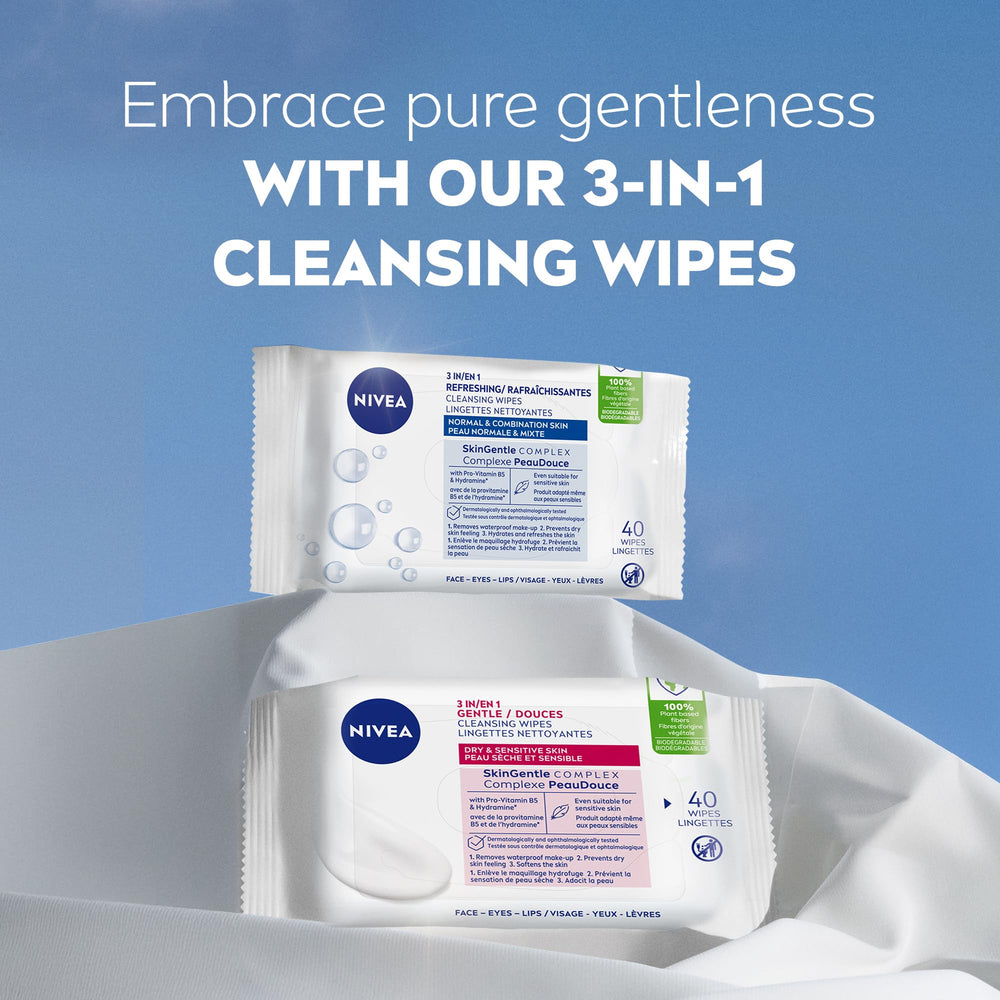 NIVEA cleansing wipes ideal for home or on-the-go use.