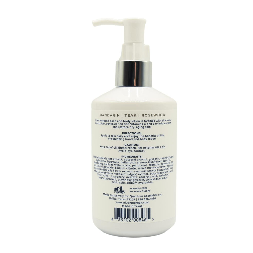 Niven Morgan lotion hand application showing silky texture for smooth, nourished skin