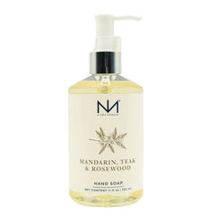 Niven Morgan Mandarin Teak and Rosewood hand soap bottle with refreshing fragrance.