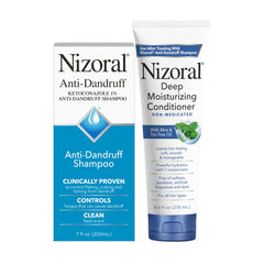 Nizoral anti-dandruff shampoo bottle with ketoconazole 1% for dandruff relief.