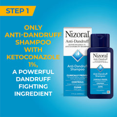 Nizoral conditioner being applied to soften hair and improve manageability.
