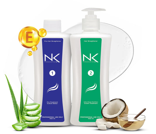 NK Professional Care keratin straightening bottle for salon-grade results