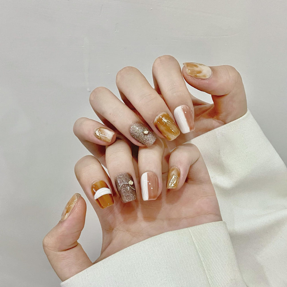 NLSJMP press-on nails kit showing 10 pieces in size S for quick wear