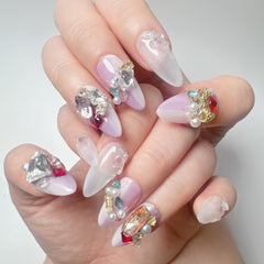 NLSJMP Purple Gel press-on nails almond shape for durable salon-style finish