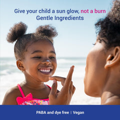 NO-AD Kids SPF50 lotion packaging highlighting vegan, paraben-free formula for daily use.