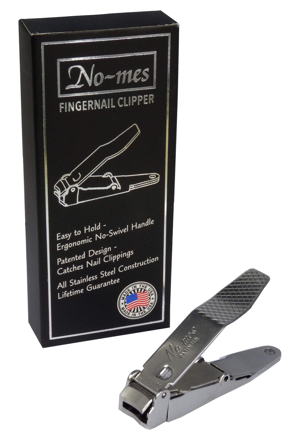 Ergonomic No-mes clipper with non-swivel handle for steady control