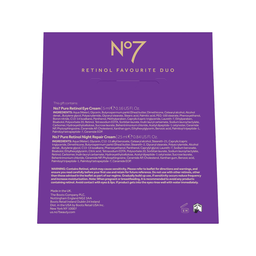 No7 anti aging skincare duo, pairing night restoration with eye rejuvenation.