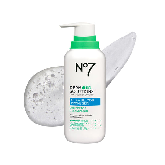 No7 Derm Solutions Daily Detox bottle showing gentle cleanser for sensitive skin