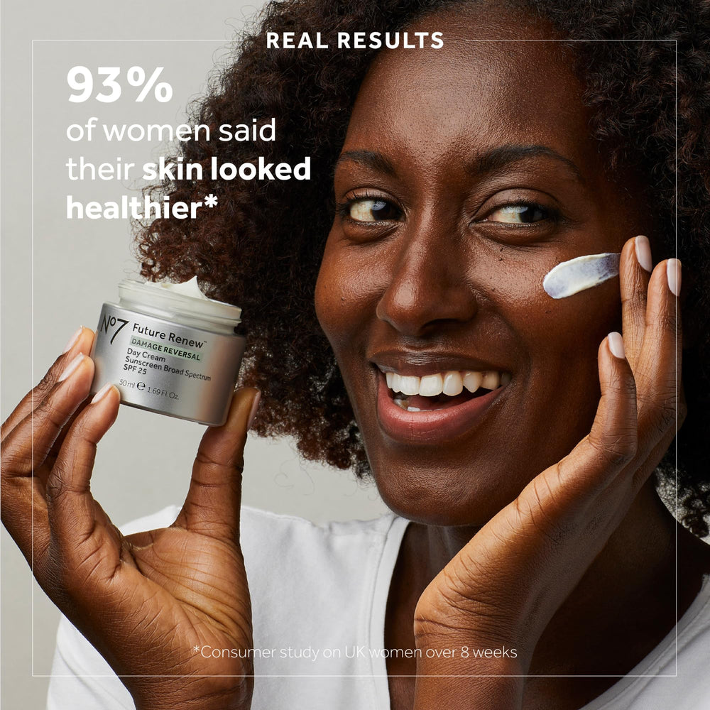 No7 Future Renew applied on hand demonstrates fast absorption for makeup-ready skin