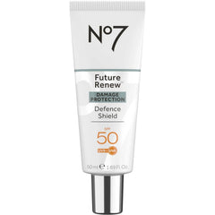 No7 Future Renew Defense Shield bottle with SPF 50 provides invisible protection.